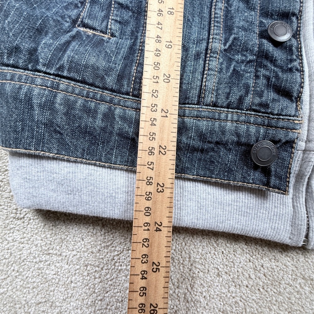 Sun + Stone Denim Jacket Men Small Blue Hooded Tsunami Wash New - Picture 8 of 9